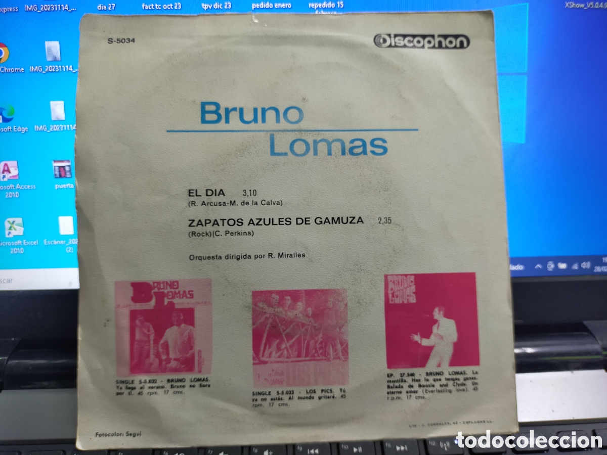 Discos de vinilo: Bruno lomas single el d&iacute;a 1968 - Foto 2
