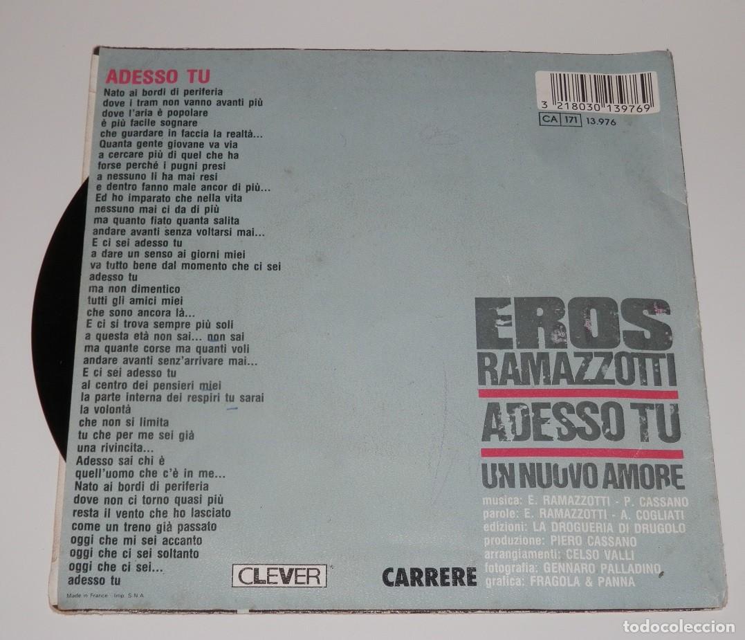 Discos de vinilo: DISCO SINGLE DE VINILLO DE EROS RAMAZZOTTI - Foto 2