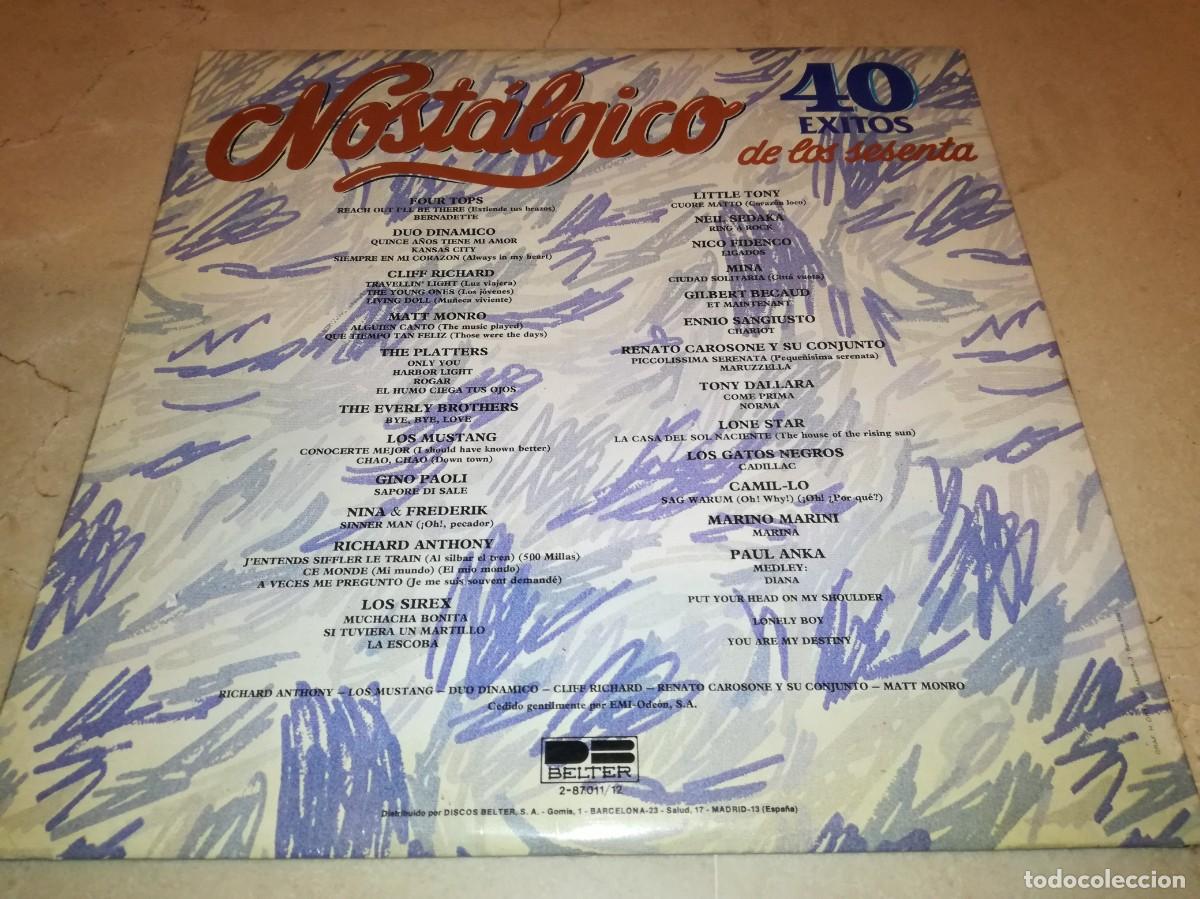 Discos de vinilo: NOSTALGICO-40 EXITOS DE LOS SESENTA-DOBLE LP-EN MUY BUEN ESTADO - Foto 2