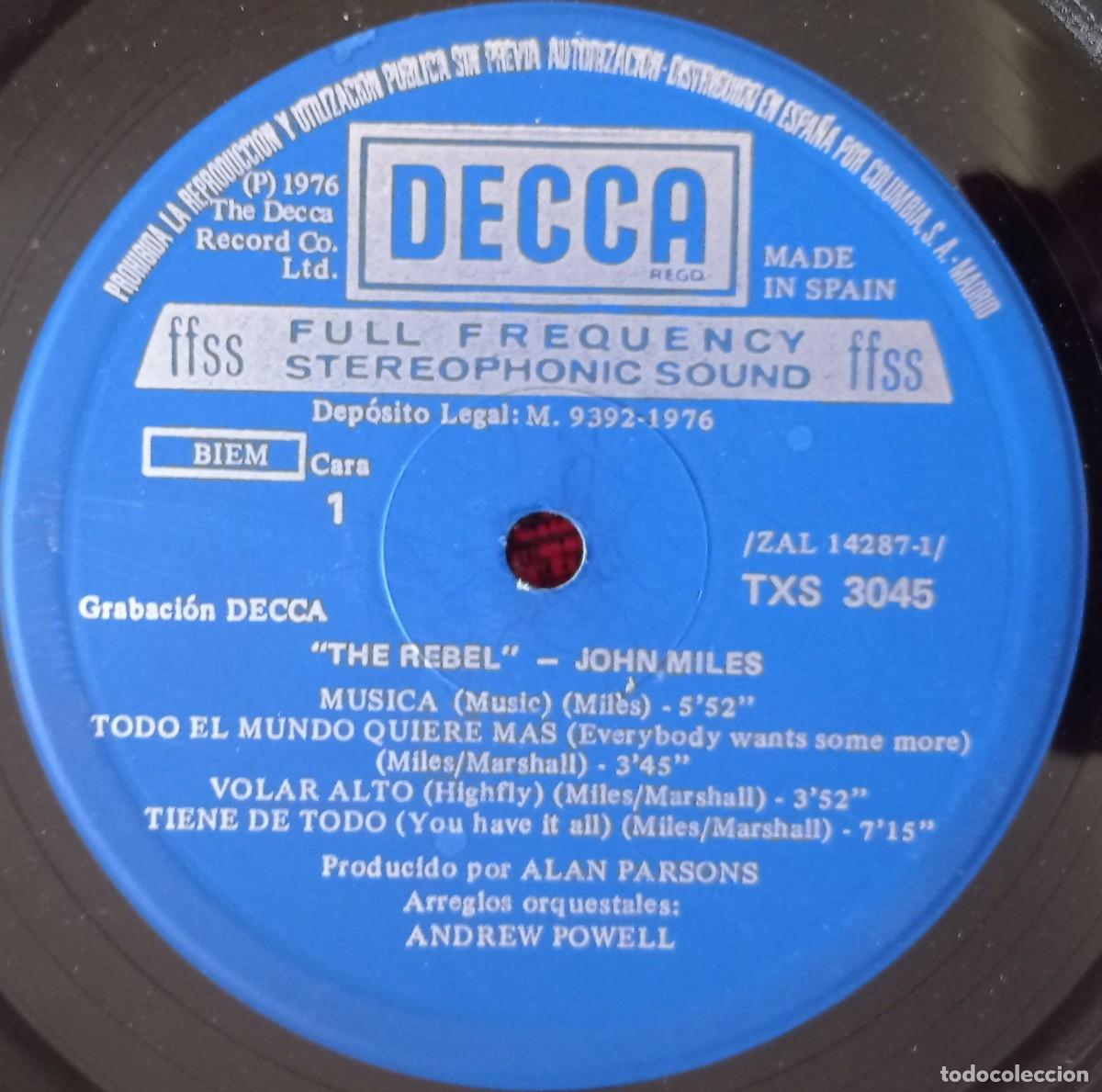 Discos de vinilo: JOHN MILES ** Rebel ** VINILO LP ORIGINAL 1976 - Foto 3