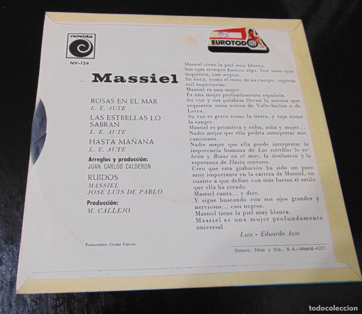 Discos de vinilo: MASSIEL - ROSAS EN EL MAR ( Luis E. Aute) + 2 (Luis E. Aute) - EP 1967 - Foto 2