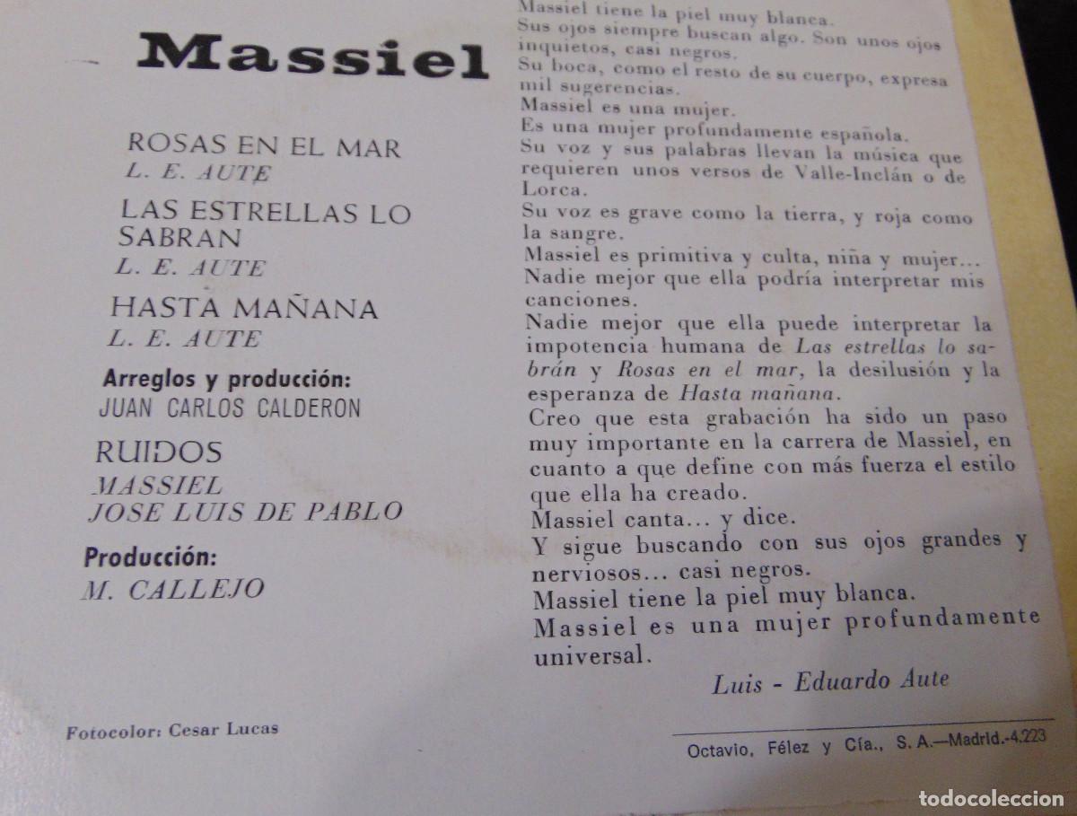 Discos de vinilo: MASSIEL - ROSAS EN EL MAR ( Luis E. Aute) + 2 (Luis E. Aute) - EP 1967 - Foto 5