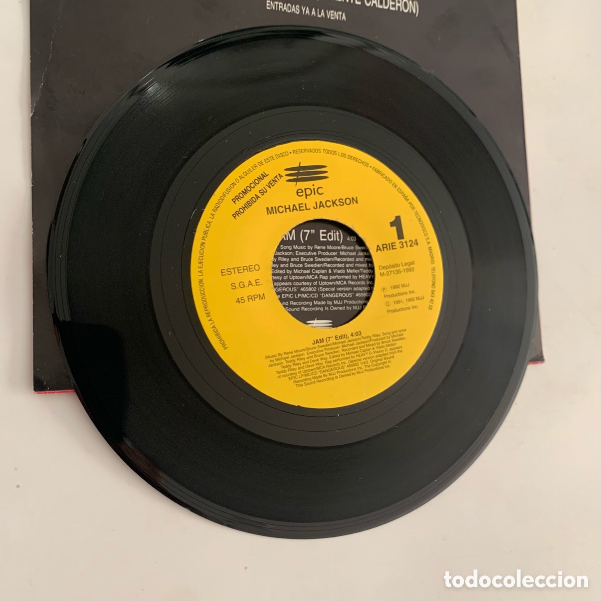 Discos de vinilo: SINGLE promo Michael Jackson &ndash; Jam edicion espa&ntilde;ola de 1992 NUEVO - Foto 3