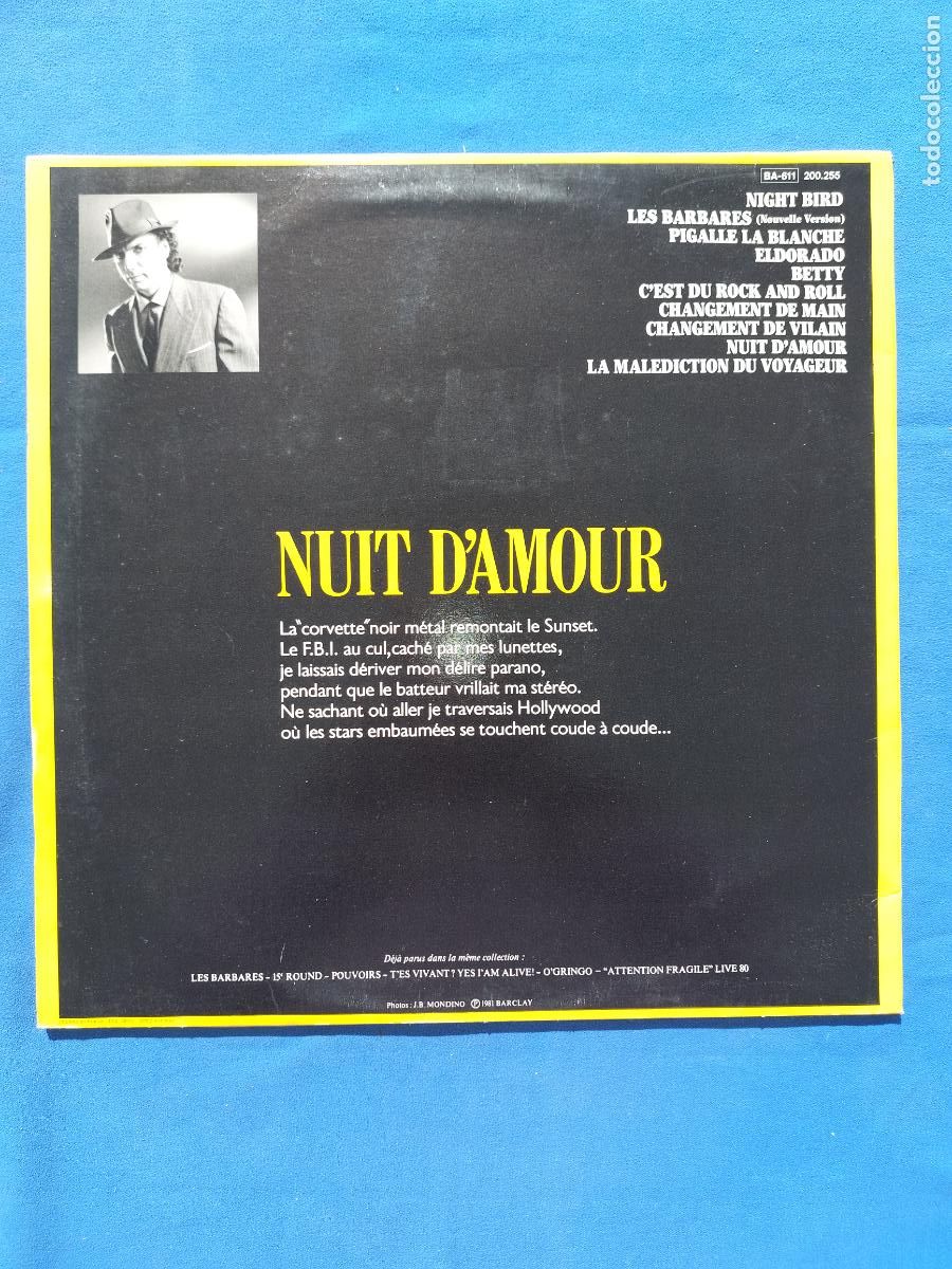 Discos de vinilo: BERNARD LAVILLIERS - NUIT DAMOUR - Foto 4