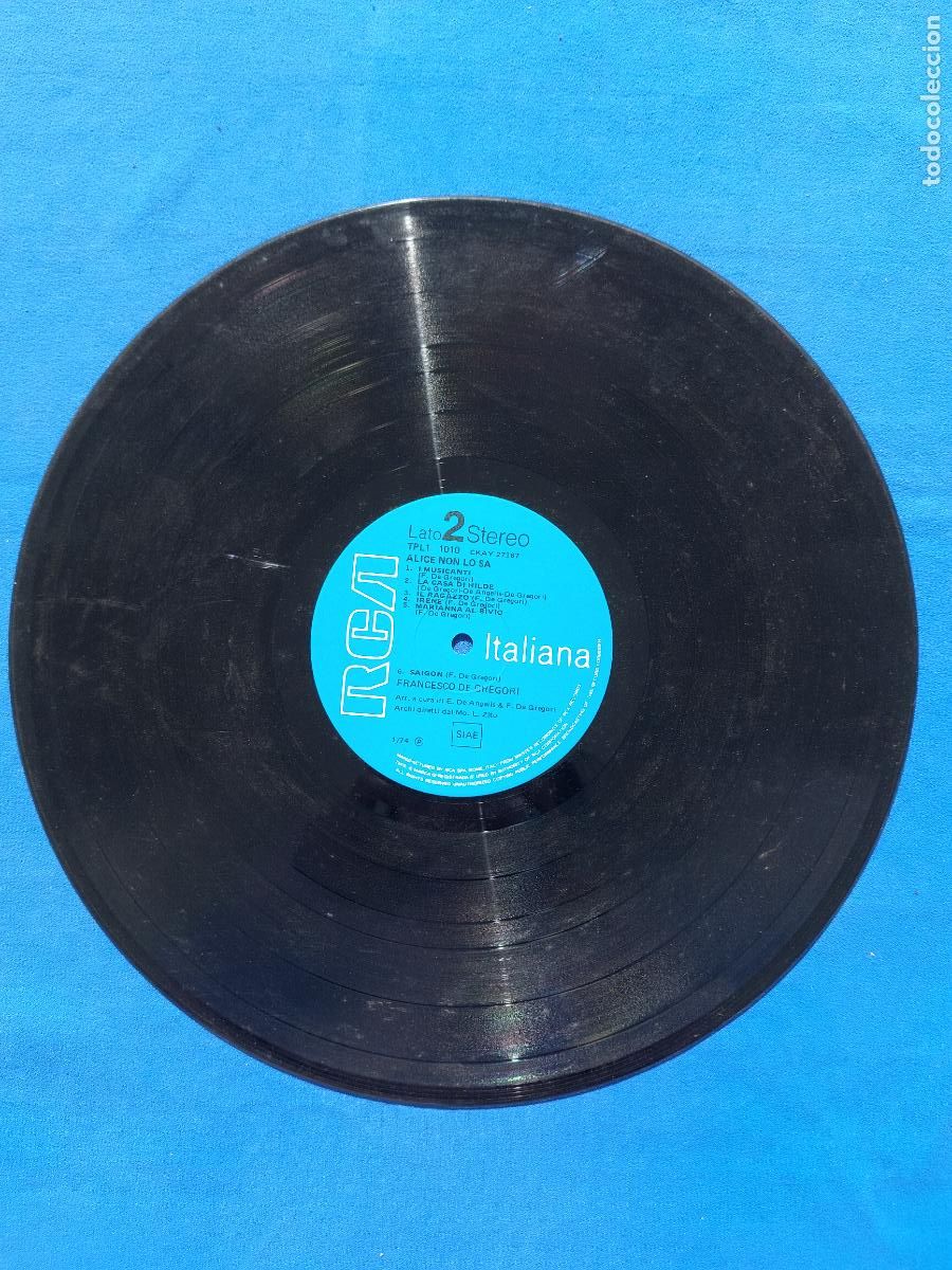 Discos de vinilo: FRANCESCO DE GREGORI - ALICE NON LO SA - Foto 2
