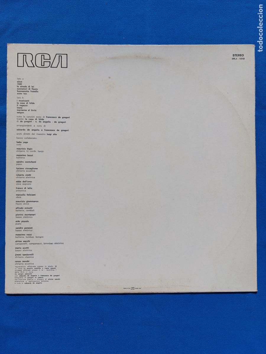 Discos de vinilo: FRANCESCO DE GREGORI - ALICE NON LO SA - Foto 3