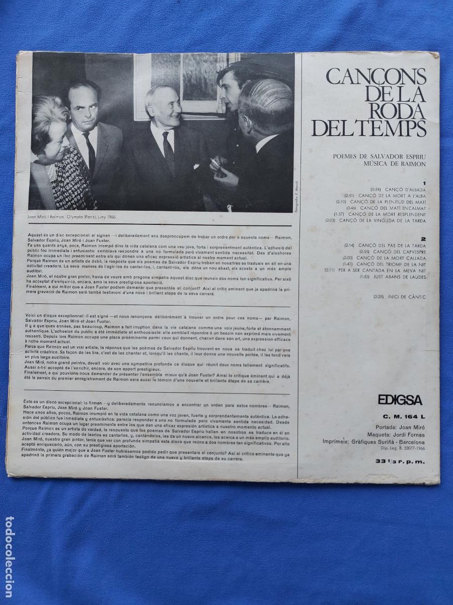Discos de vinilo: CAN&Ccedil;ONS DE LA RODA DEL TEMPS - SALVADOR ESPRIU - Foto 4