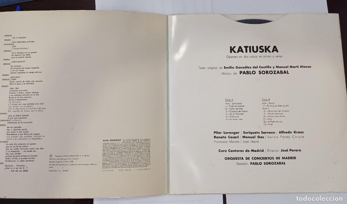 Discos de vinilo: KATIUSKA ( PABLO SOROZABAL). PILAR LORENGAR, SERRANO, KRAUS - Foto 5