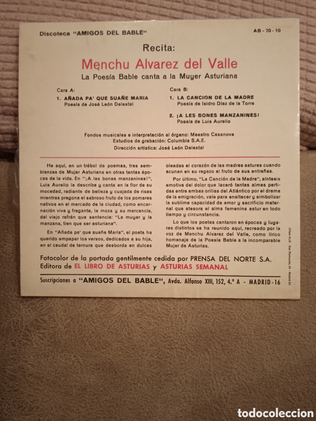 Discos de vinilo: 7&rdquo; Menchu del Valle - Foto 2