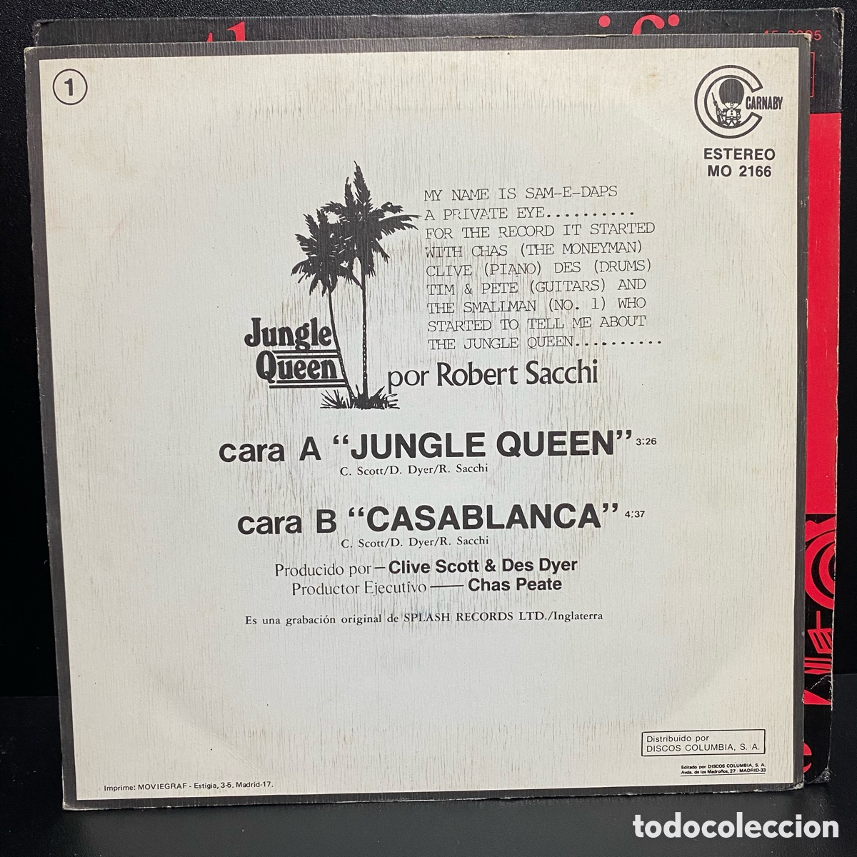 Discos de vinilo: Robert Sacchi - Jungle Queen (7&rdquo;, Single) - Foto 2