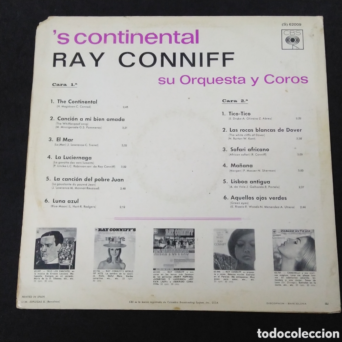 Discos de vinilo: RAY CONNIF - RAYS CONTINENTAL - LP - 1967 - Foto 2