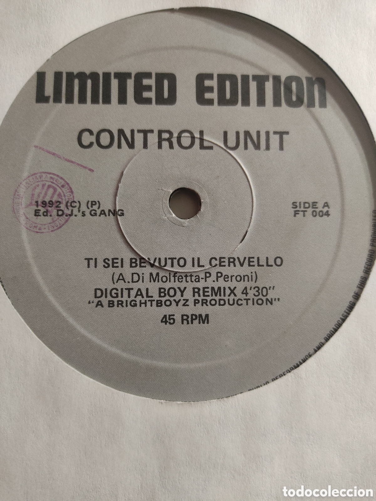 Discos de vinilo: Control Unit &lrm;&ndash; Ti Sei Bevuto Il Cervello (Remixes) - Foto 1