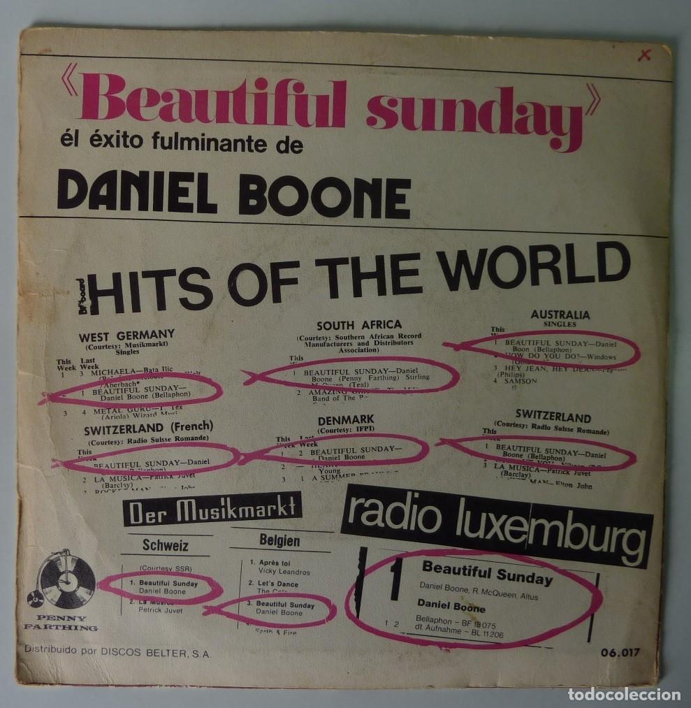 Discos de vinilo: DANIEL BOONE // BEAUTIFUL SUNDAY // 1972 // SINGLE - Foto 2