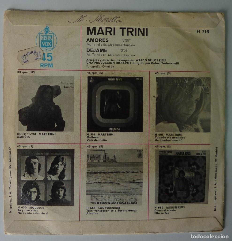 Discos de vinilo: MARI TRINI // AMORES // 1971 // SINGLE - Foto 2