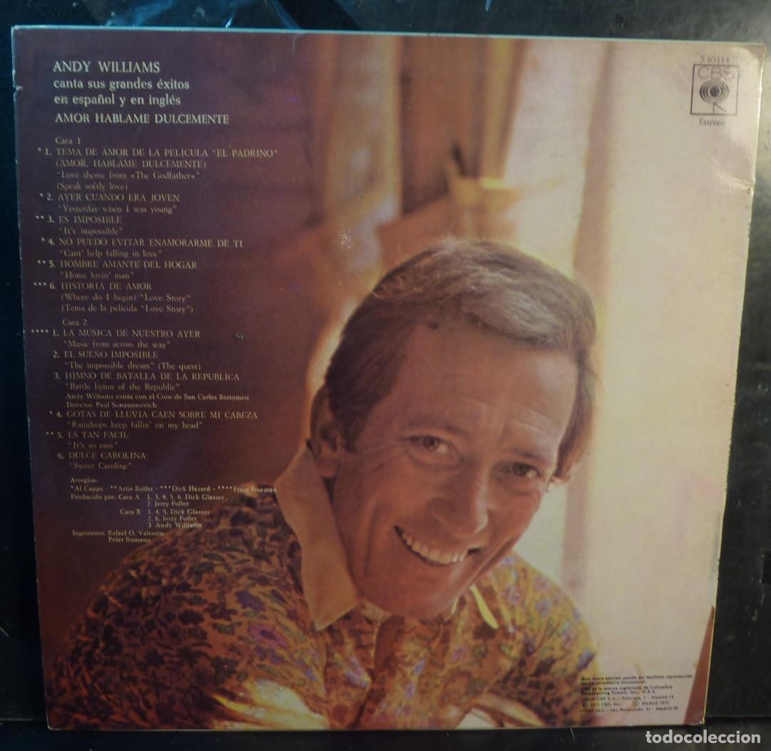 Discos de vinilo: ANDY WILLIAMS // GRANDES EXITOS // 1972 // LP - Foto 2