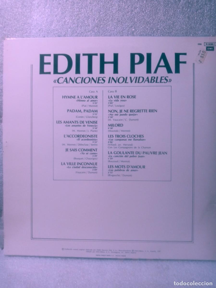 Discos de vinilo: EDITH PIAF-Canciones Inolvidables. - Foto 3
