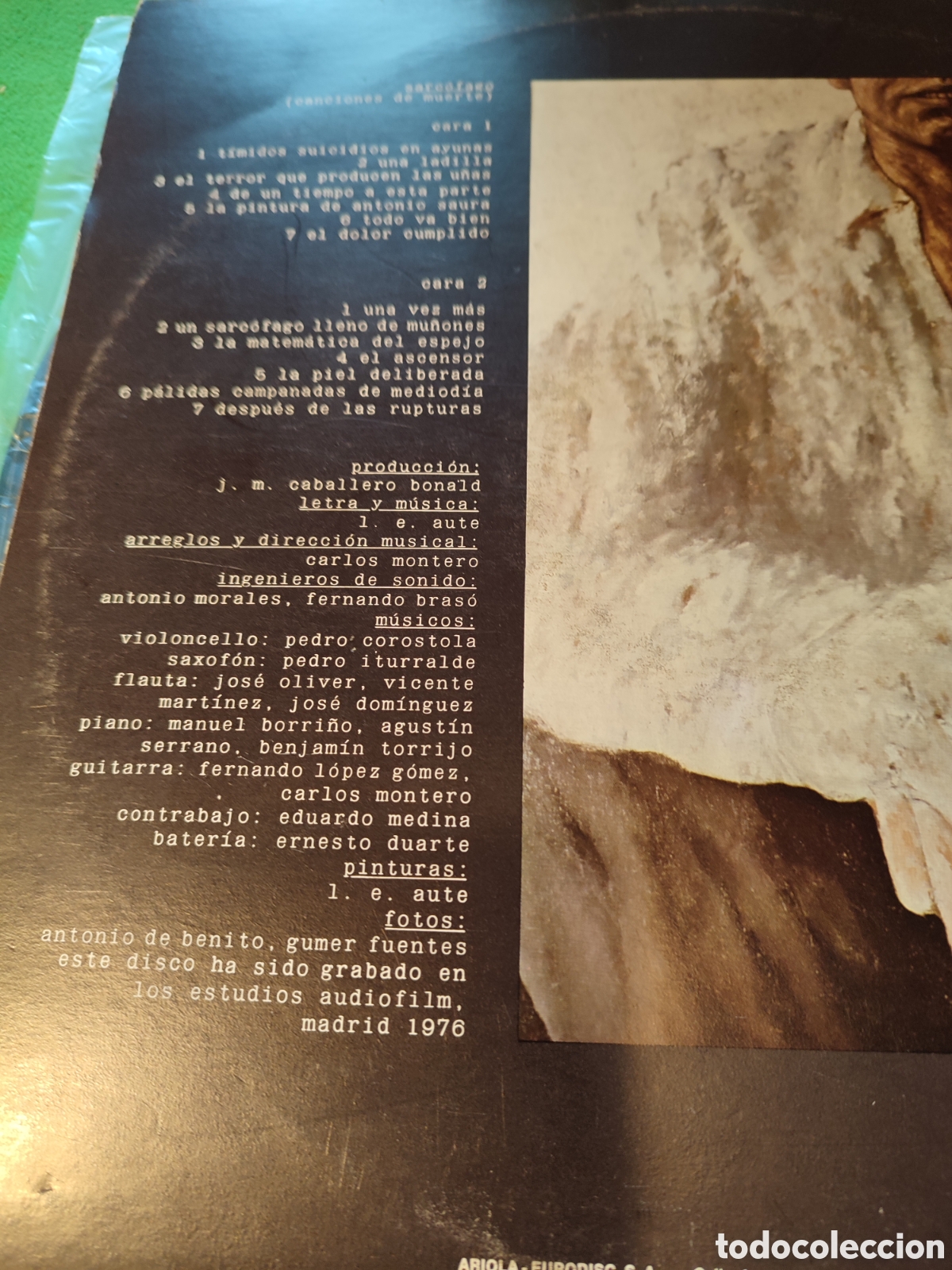 Discos de vinilo: Luis Eduardo Aute - Sarc&oacute;fago - Foto 3