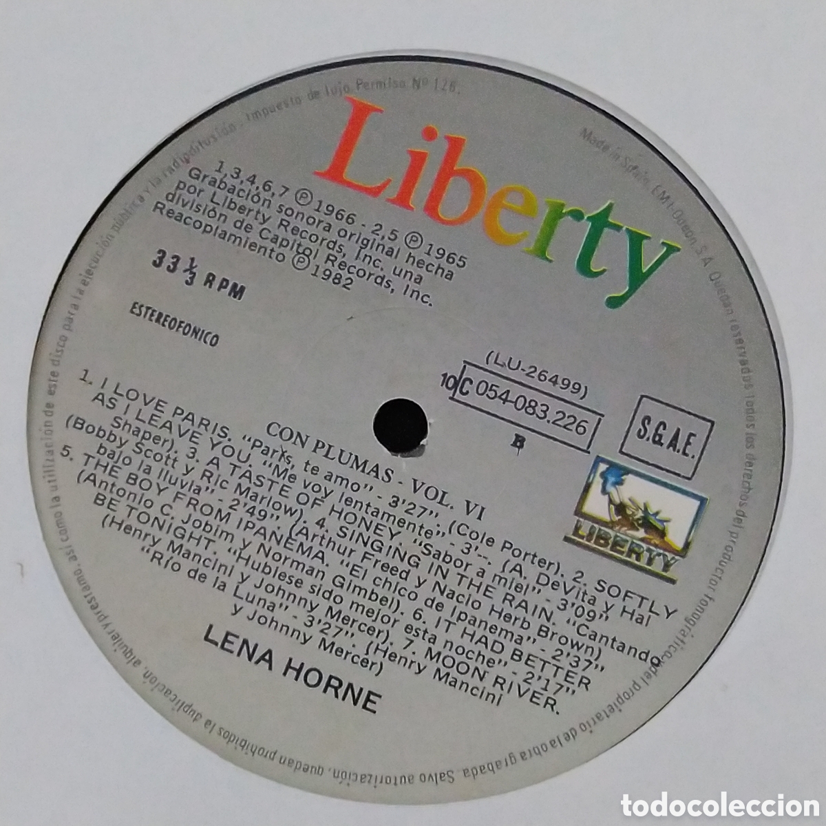 Discos de vinilo: LENA HORNE - CON PLUMAS - LP - 1982 - Foto 3