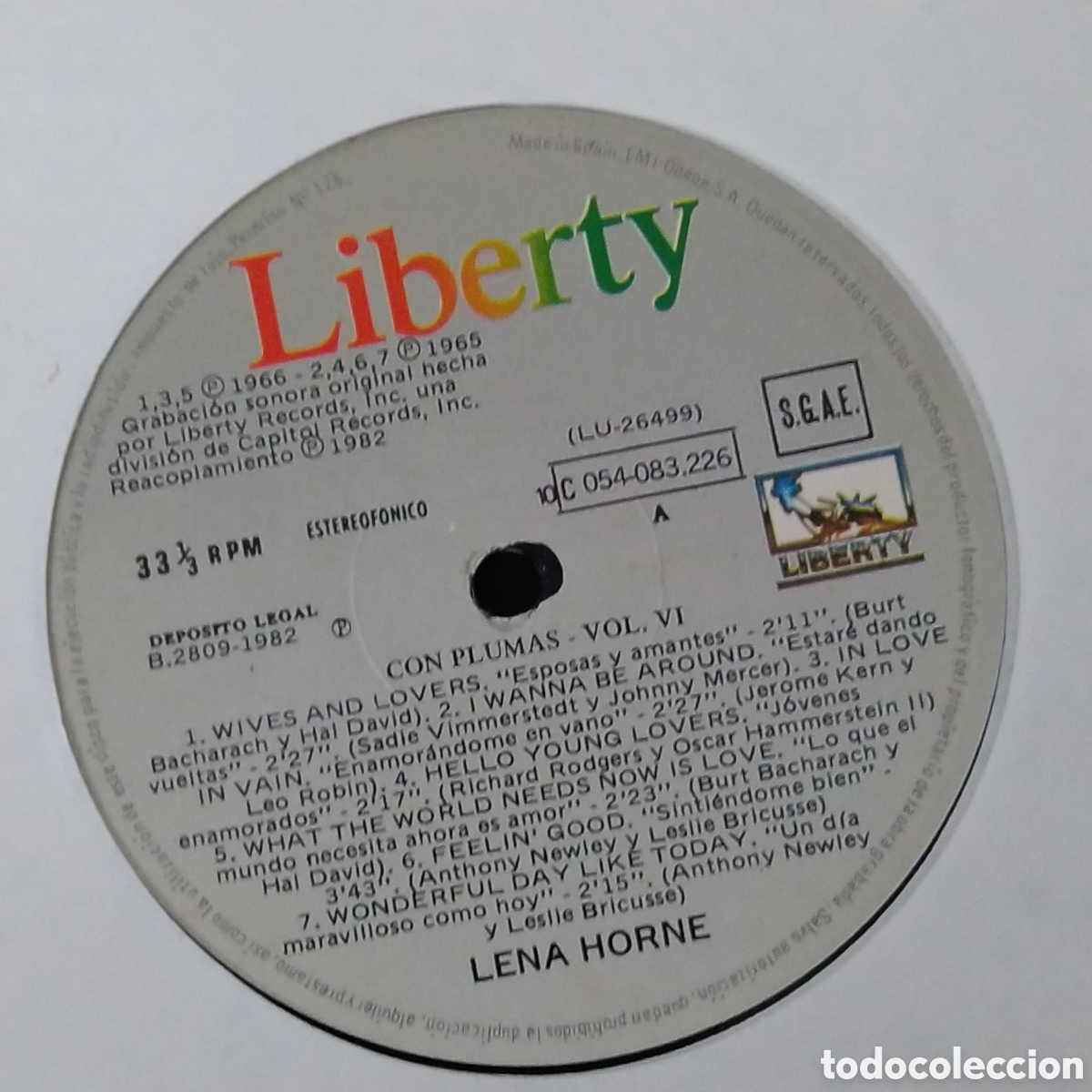 Discos de vinilo: LENA HORNE - CON PLUMAS - LP - 1982 - Foto 4