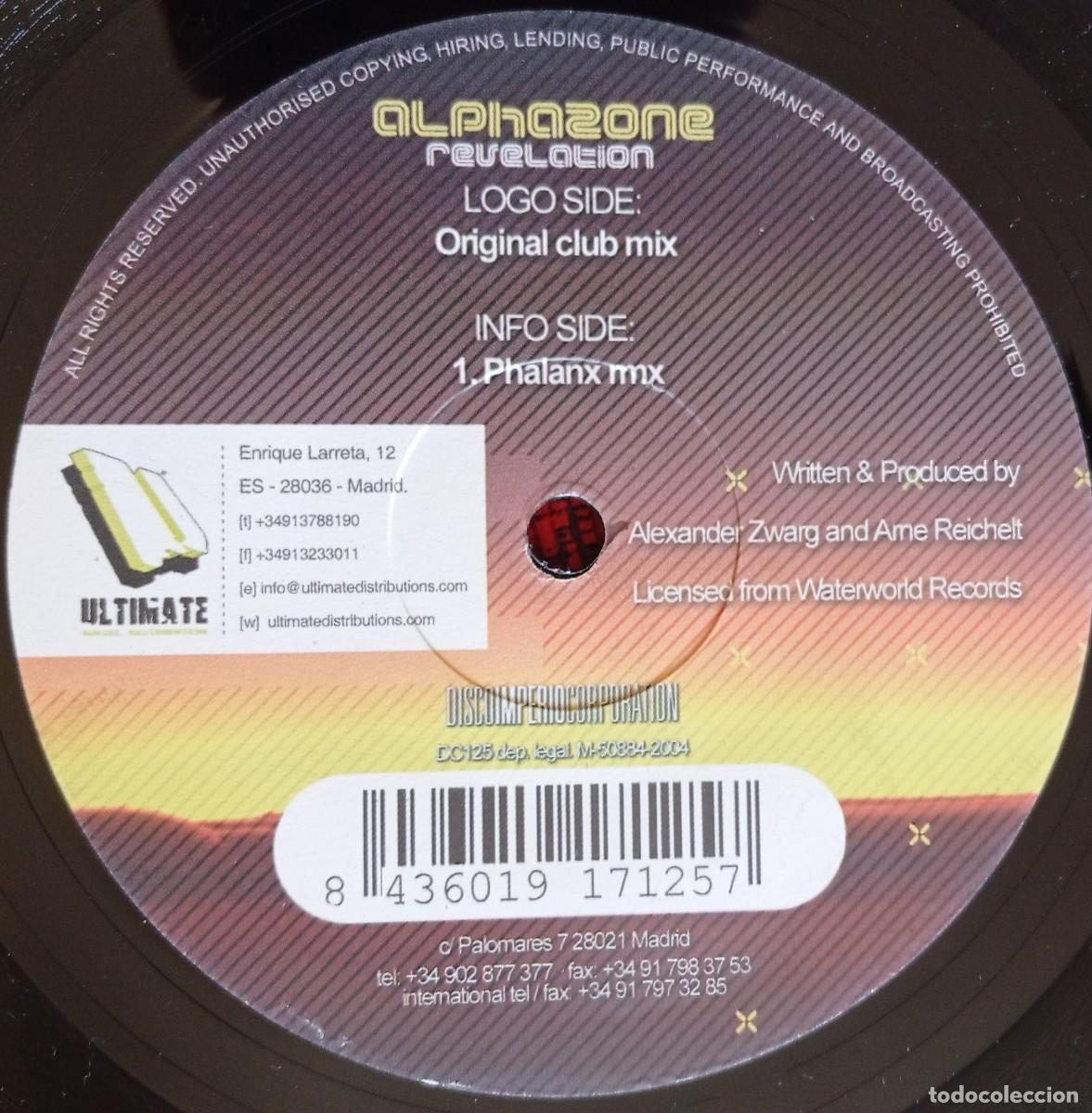 Discos de vinilo: ALPHAZONE ** Revelation ** 2004 MAXI SINGLE VINILO - Foto 4