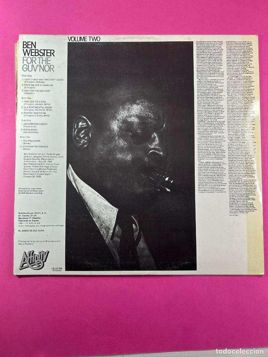 Discos de vinilo: BEN WEBSTER / FORT THE GUVNOR VOLUME TWO - LP - Foto 2