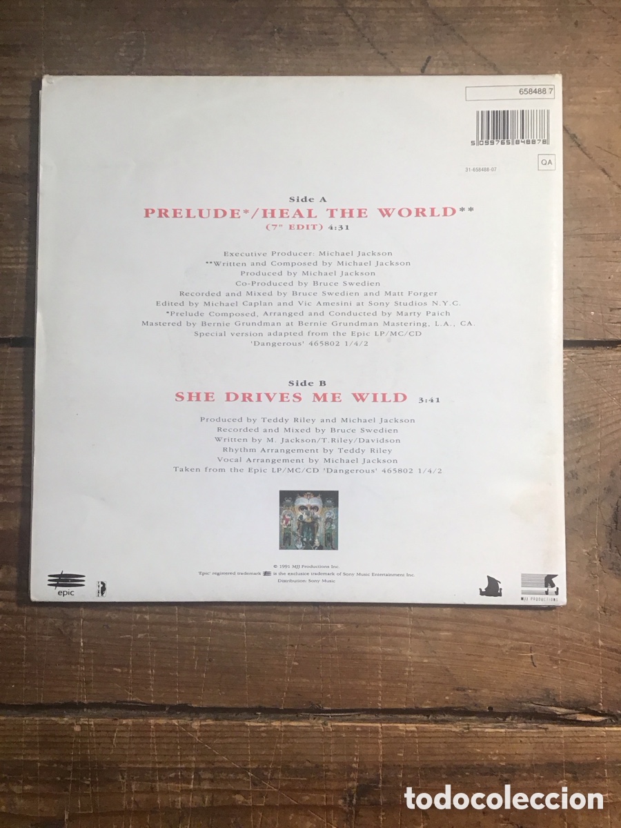 Discos de vinilo: Michael Jackson HEAL the WORLD POSTER BAG uk - Foto 2