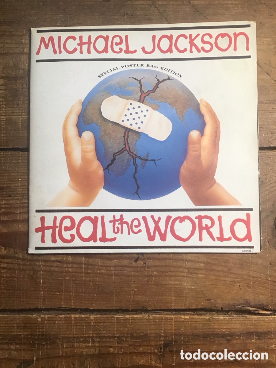 Discos de vinilo: Michael Jackson HEAL the WORLD POSTER BAG uk - Foto 1