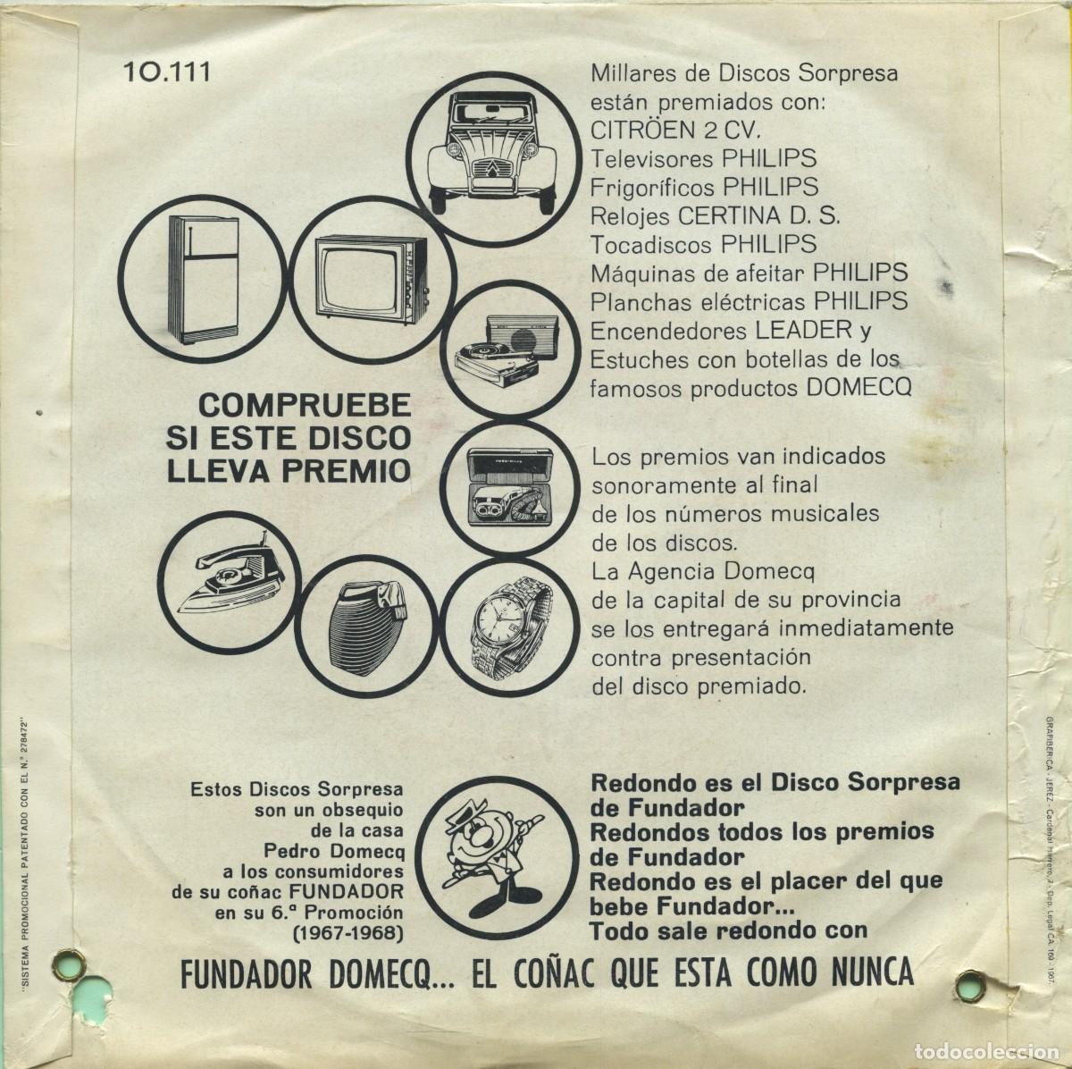 Discos de vinilo: Disco sorpresa Fundador. Rel&aacute;mpagos. 1966. - Foto 2