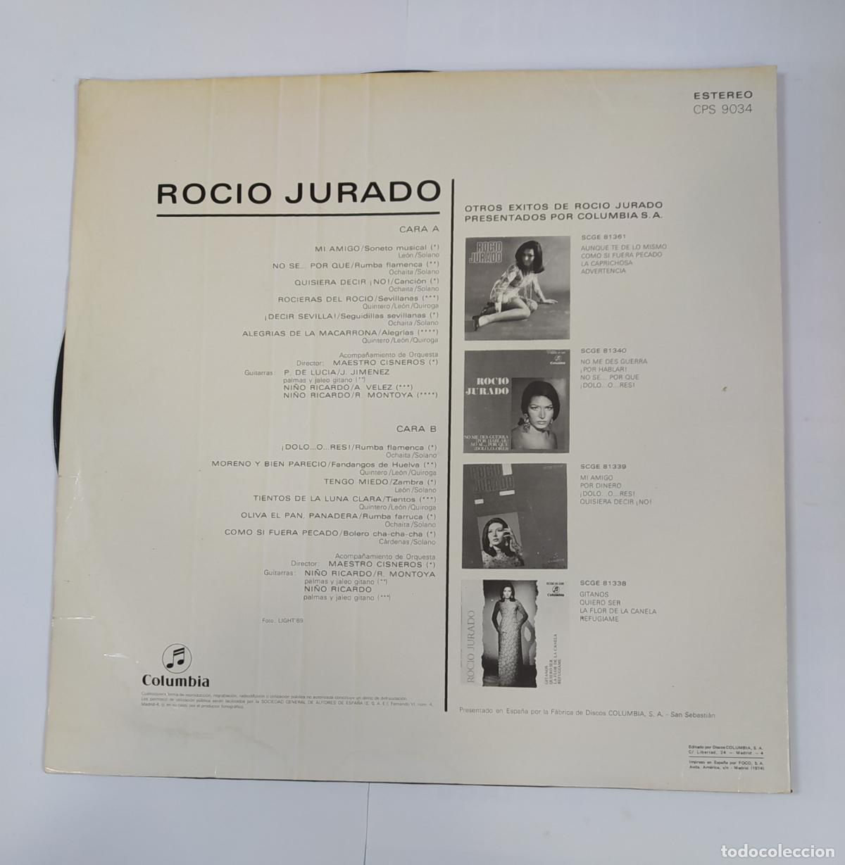 Discos de vinilo: ROC&Iacute;O JURADO. LP. TDKLP19 - Foto 2