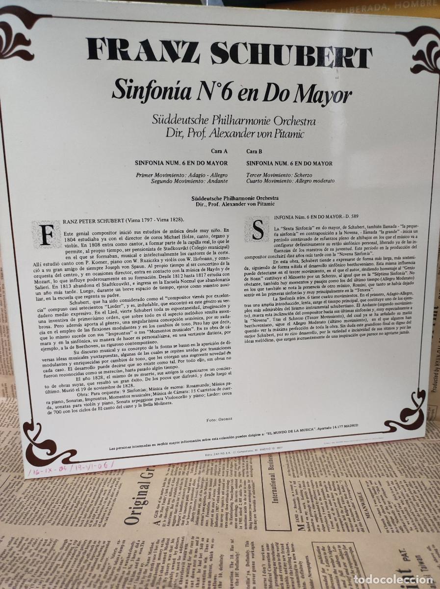 Discos de vinilo: SCHUBERT SINFONIA N6 EN DO MAYOR - Foto 2