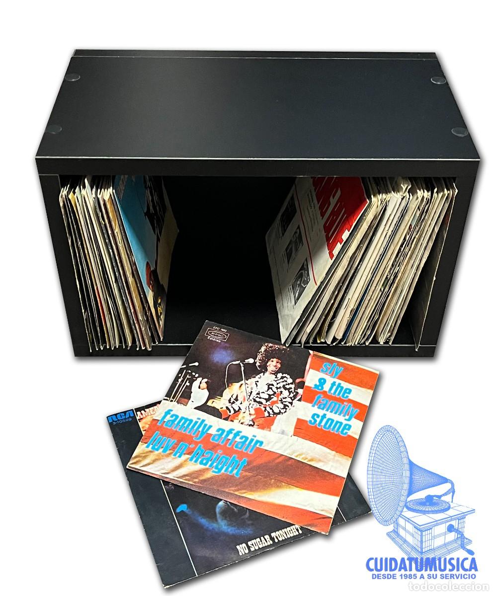 Discos de vinilo: MODULO ESTANTERIA DE MADERA PARA GUARDAR 100 DISCOS DE VINILO SINGLES -COLOR NEGRO-
