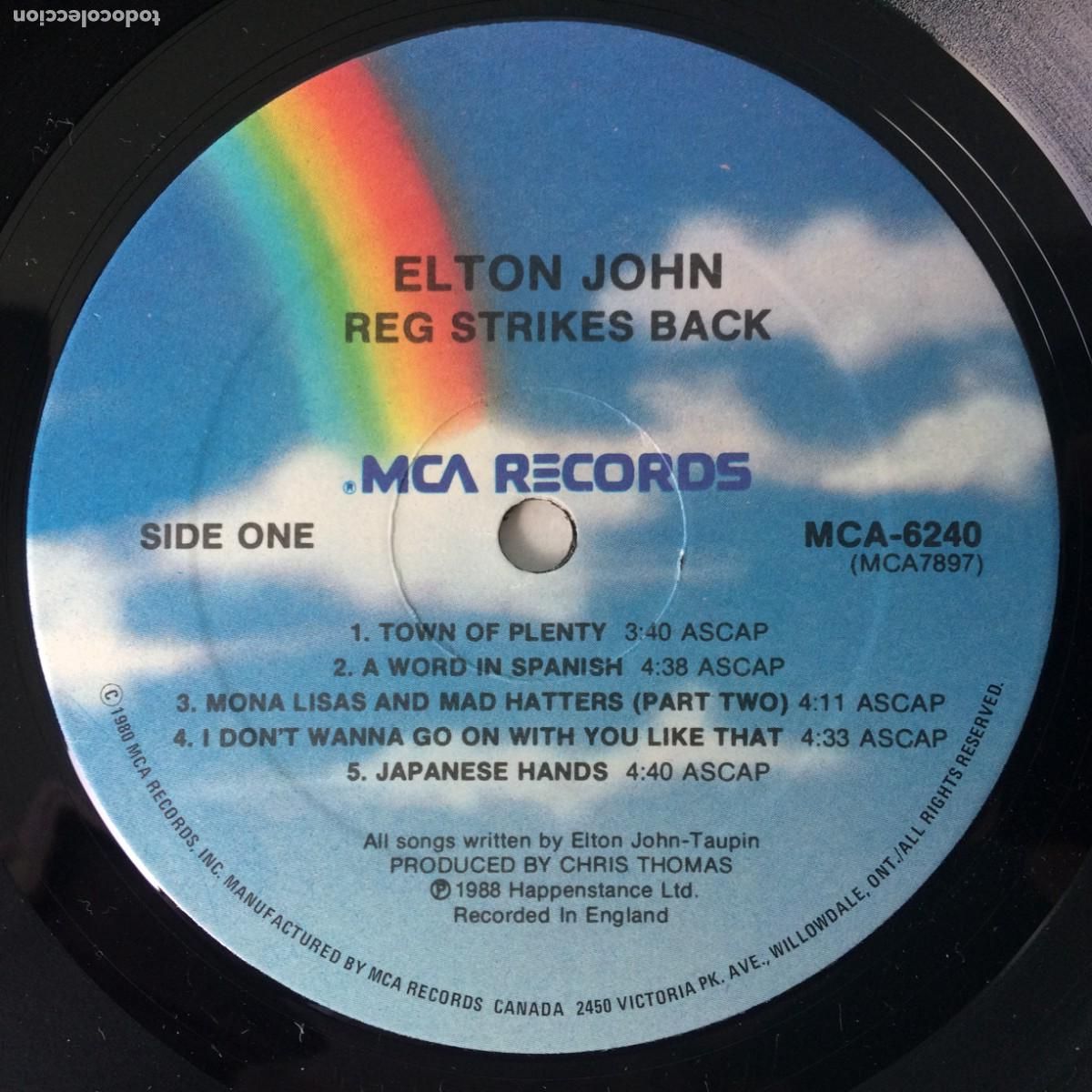 Discos de vinilo: Elton John &lrm;&ndash; Reg Strikes Back , Canada 1988 MCA Records - Foto 6