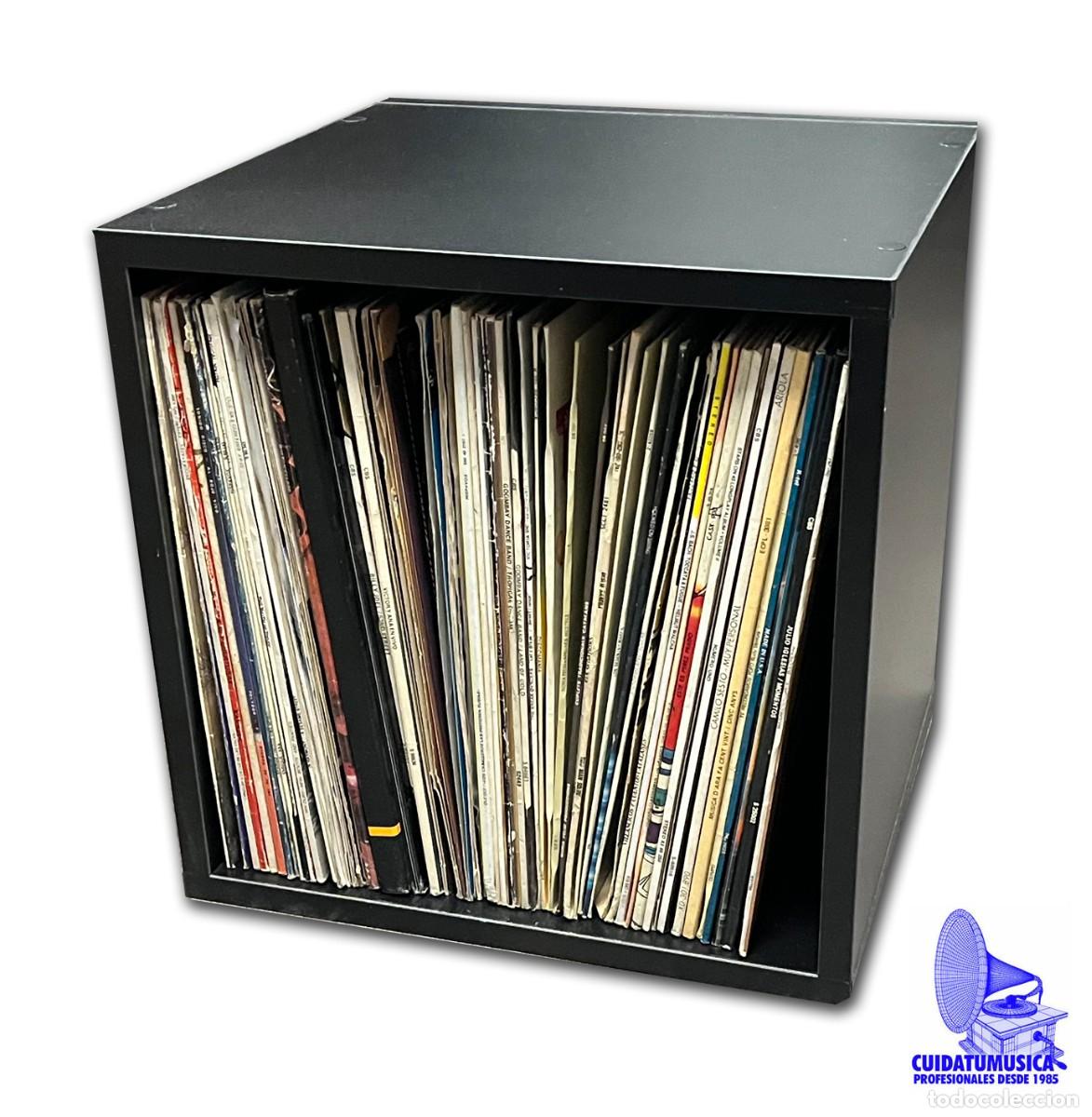 Discos de vinilo: MUEBLE MODULO ESTANTERIA DE MADERA PARA GUARDAR 100 LP -COLOR NEGRO- NUEVO