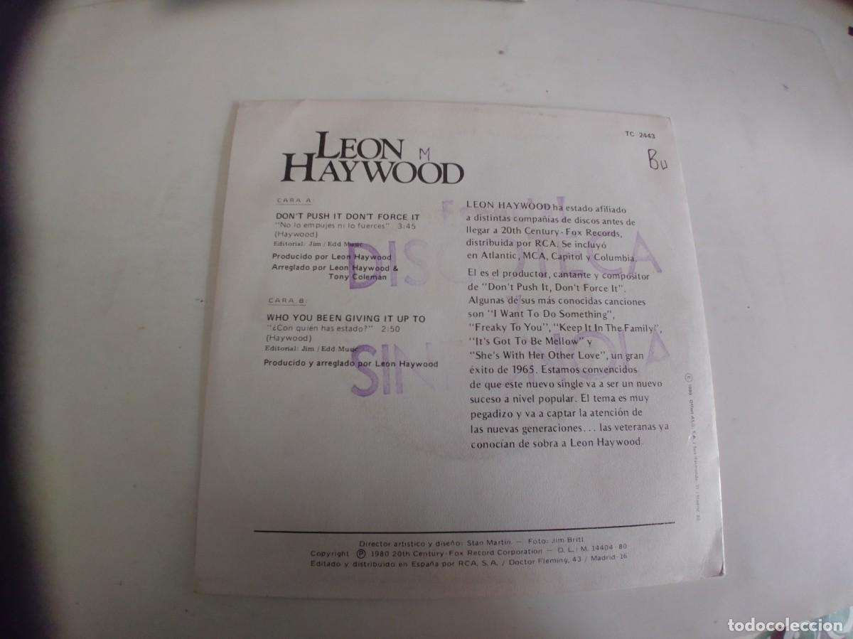 Discos de vinilo: LEON HAYWOOD-SINGLE DON&acute;T PUSH IT DON&acute;T FORCE IT - Foto 2