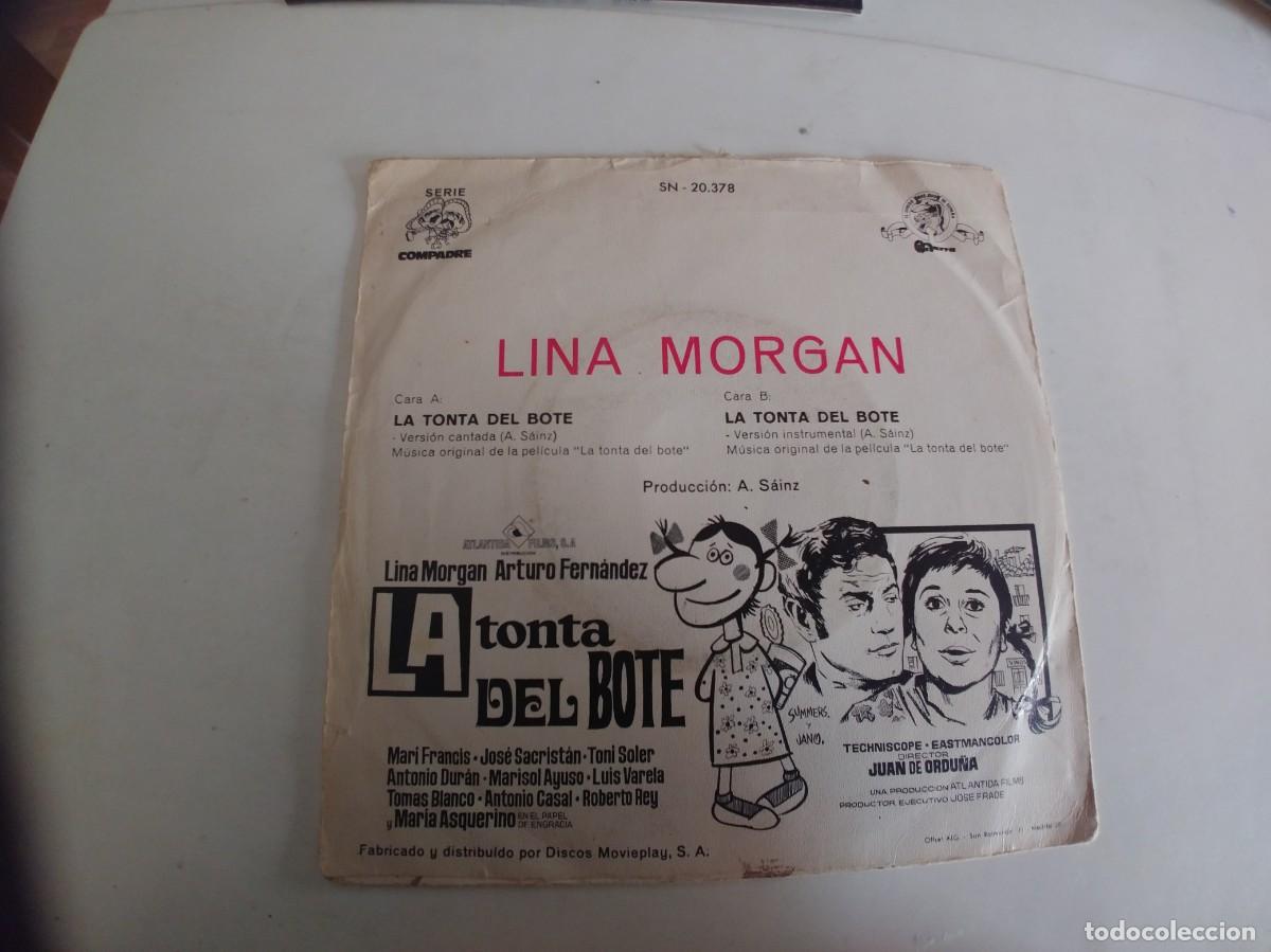Discos de vinilo: LINA MORGAN-SINGLE LA TONTA DEL BOTE - Foto 2