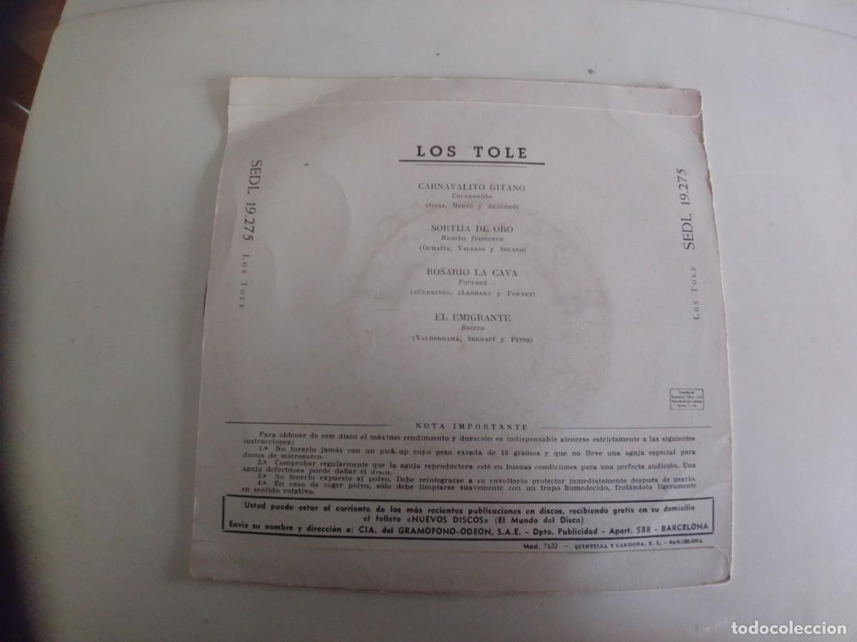 Discos de vinilo: LOS TOLE-EP CARNAVALITO GITANO +3 - Foto 2