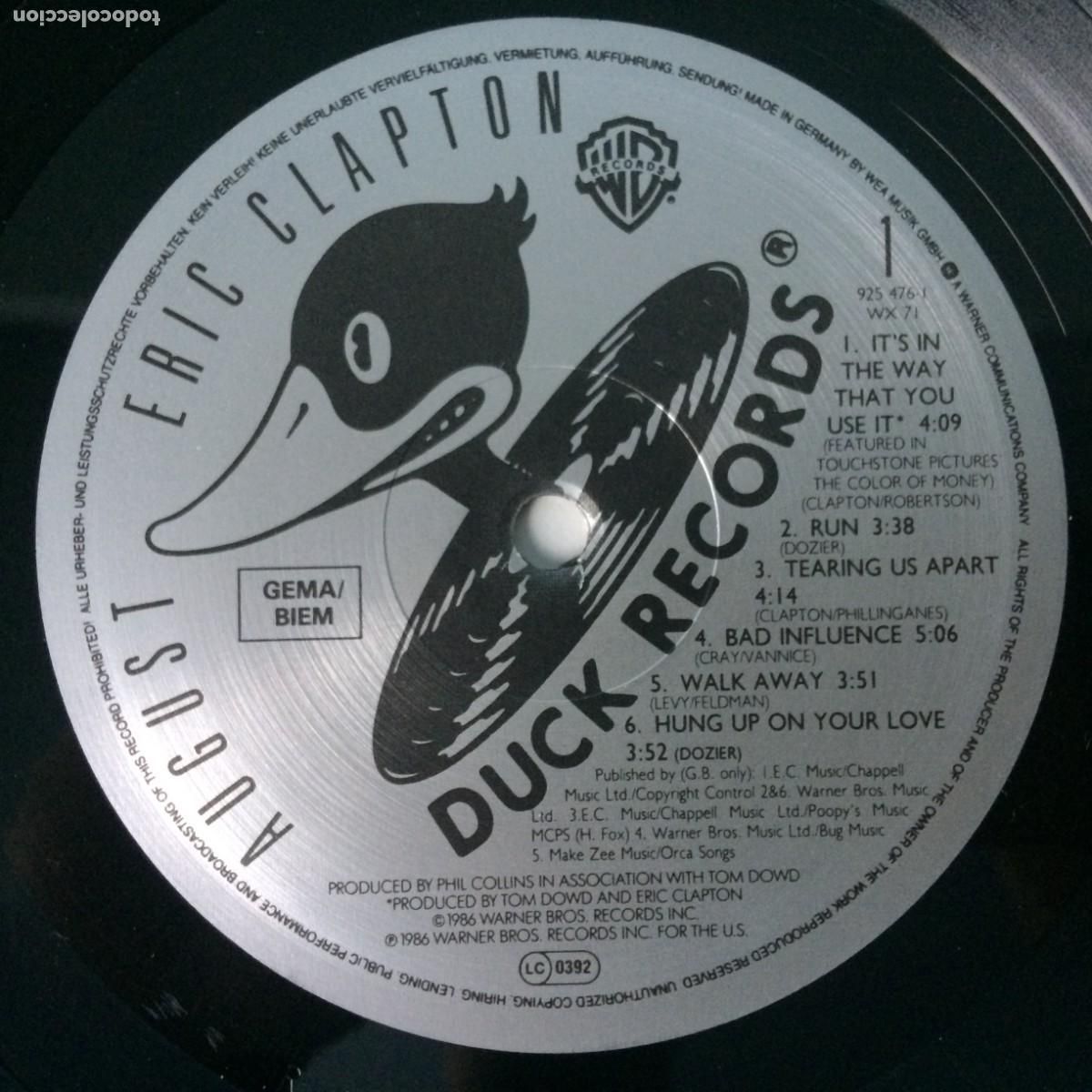 Discos de vinilo: Eric Clapton &lrm;&ndash; August , Germany 1986 Duck Records* - Foto 4