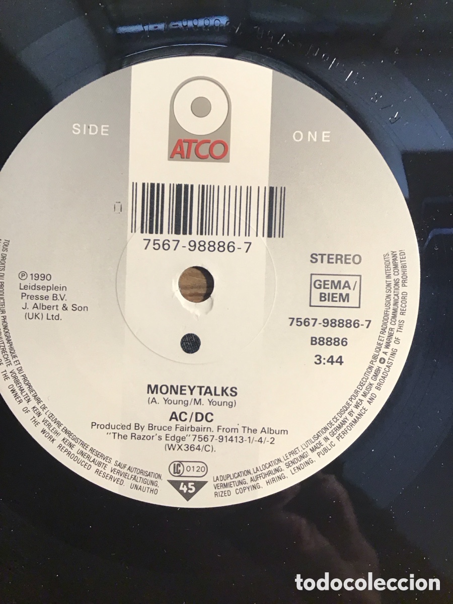 Discos de vinilo: AC/DC MONEY TALKS - Foto 3
