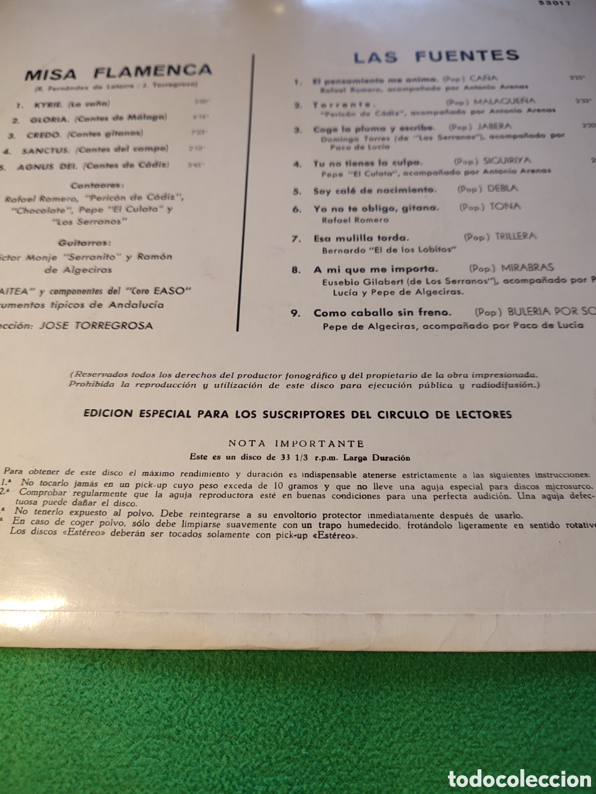 Discos de vinilo: Misa Flamenca - Las Fuentes - Foto 2