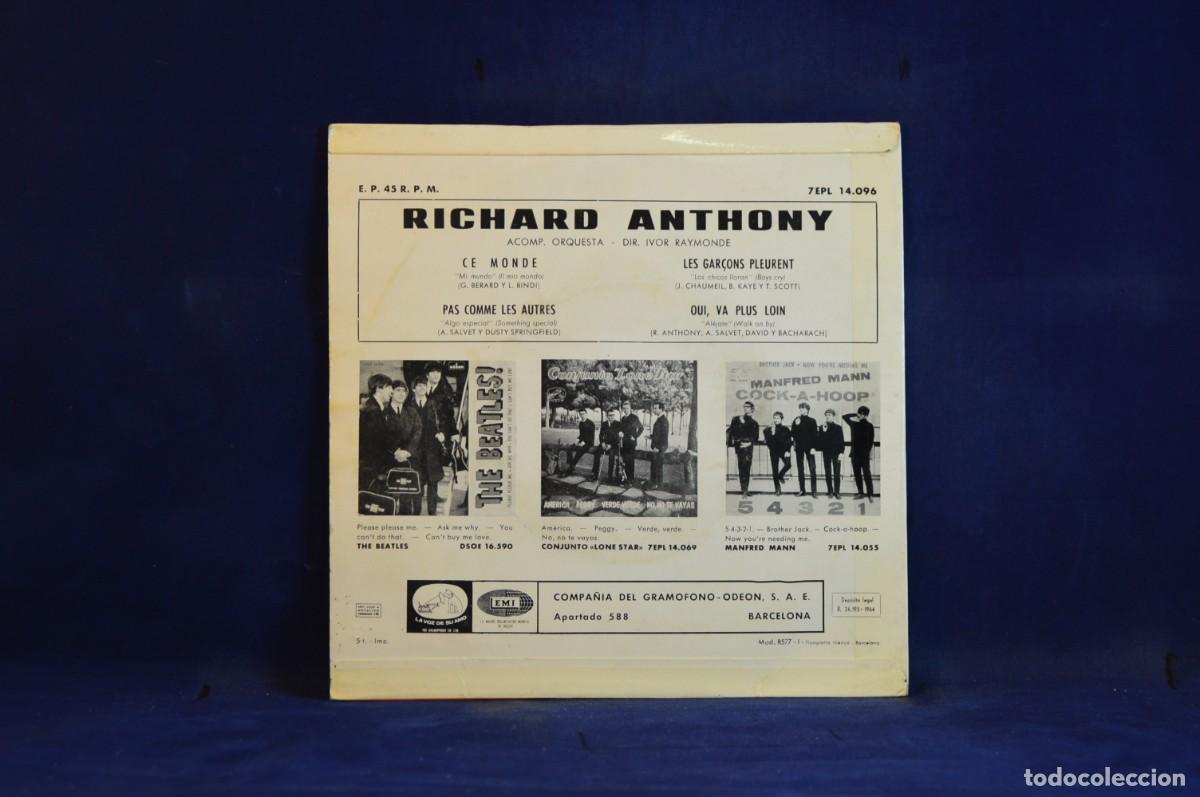 Discos de vinilo: RICHARD ANTHONY - CE MONDE - + 3 EP - Foto 2