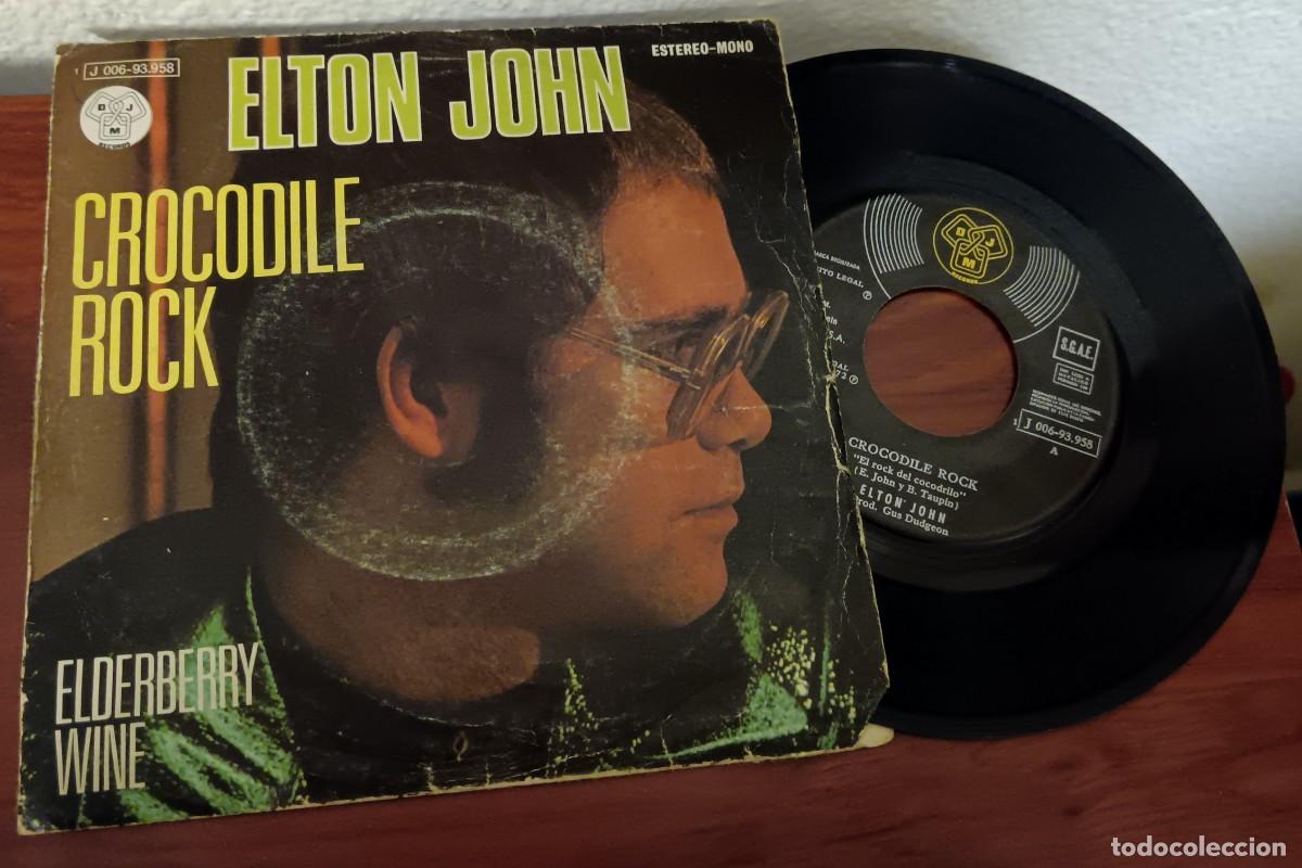 Discos de vinilo: SINGLE ELTON JOHN CROCODILE ROCK ELDERBERRY WINE - Foto 1