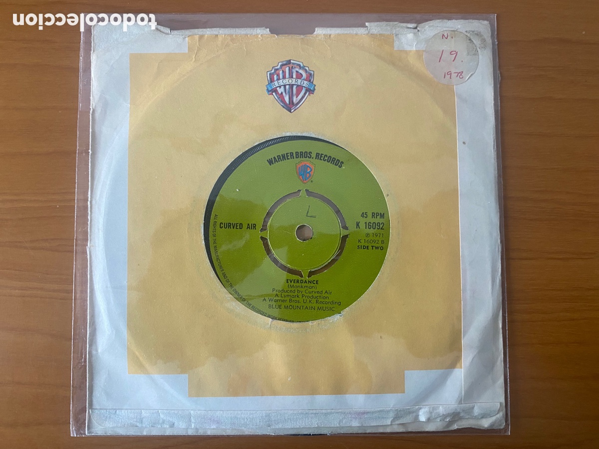 Discos de vinilo: CURVED AIR SG BACK STREET - Foto 2