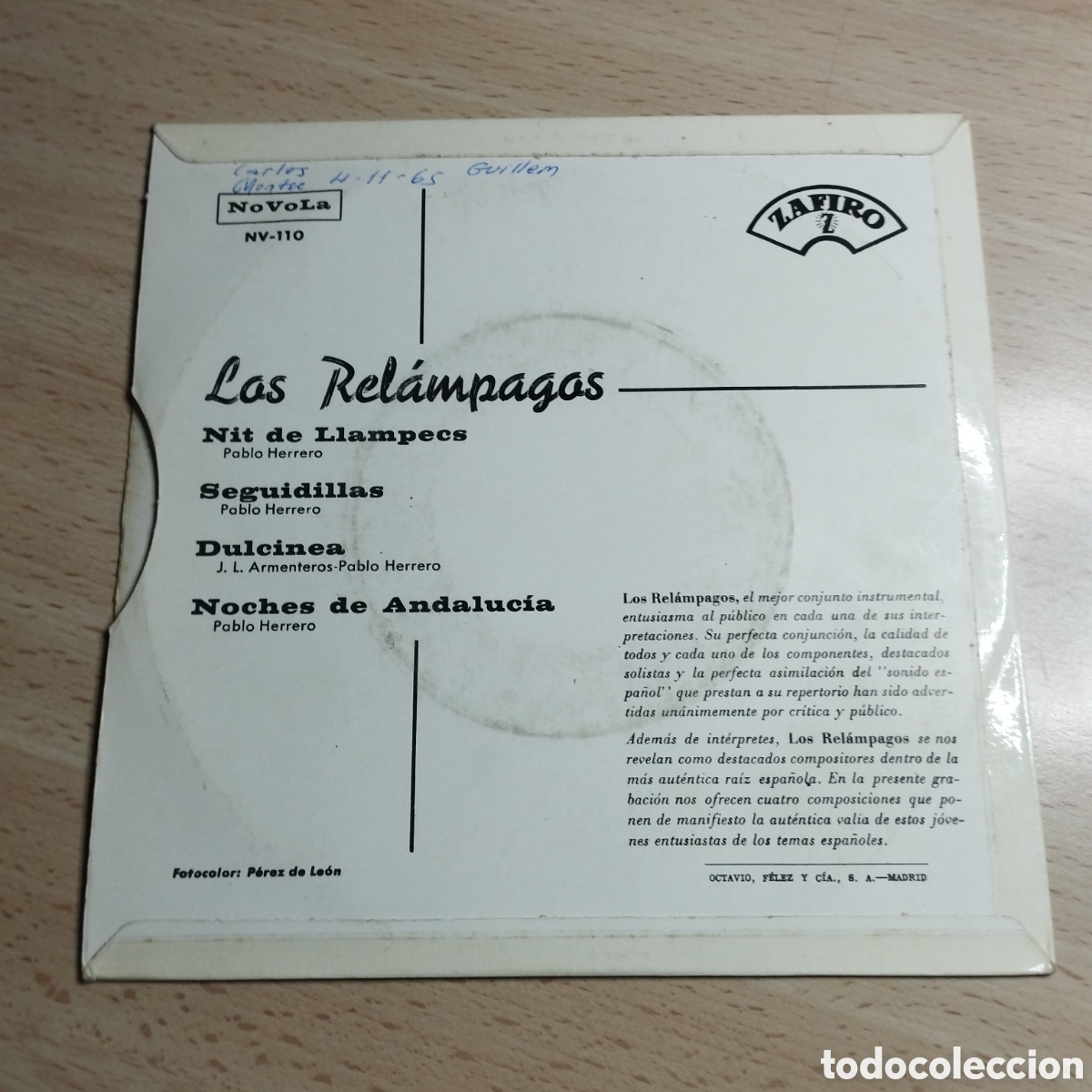 Discos de vinilo: EP 7&rdquo; Los Rel&aacute;mpagos 1965 Nit de llampecs + 3. - Foto 2