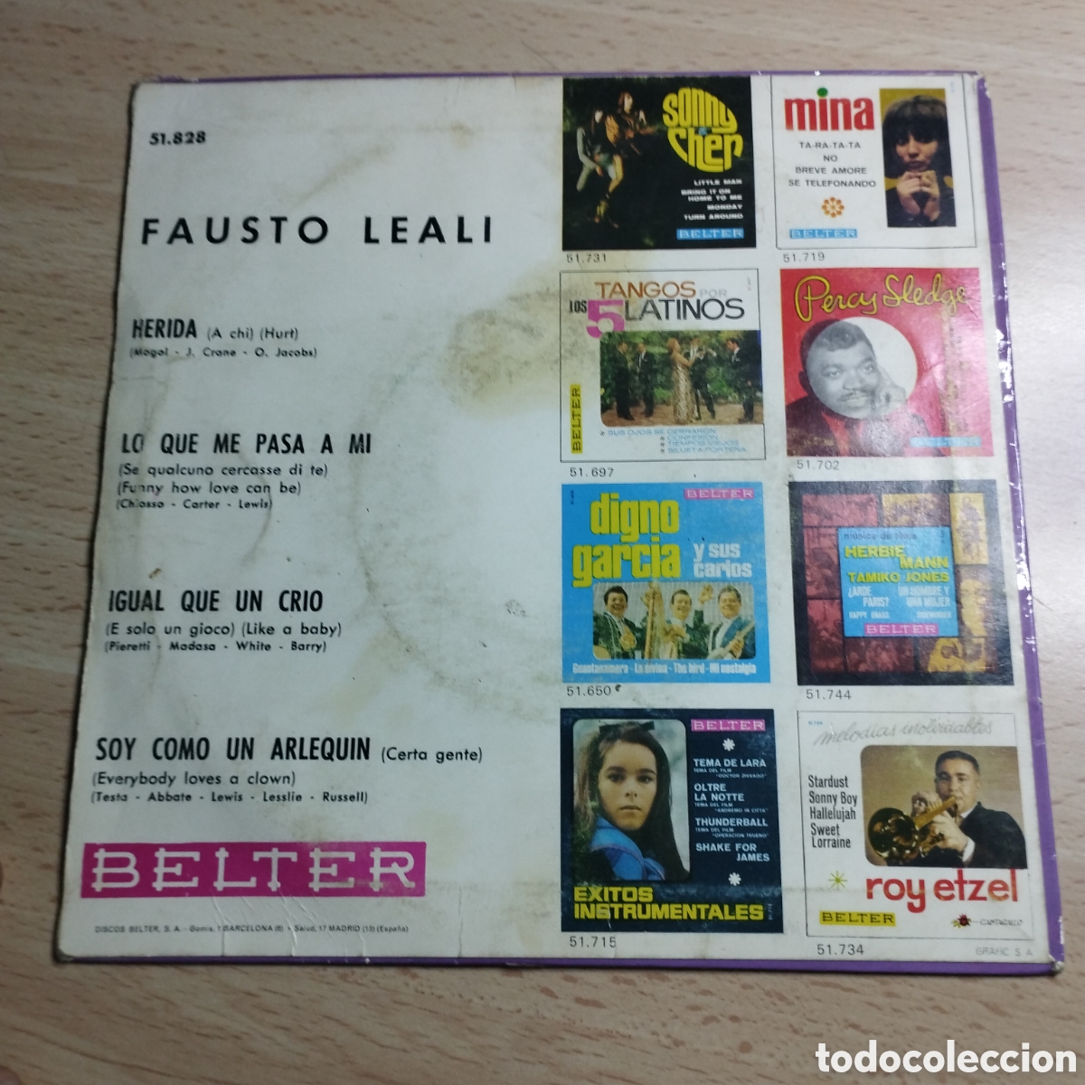 Discos de vinilo: EP 7&rdquo; Fausto Leali 1967 Herida + 3. - Foto 2