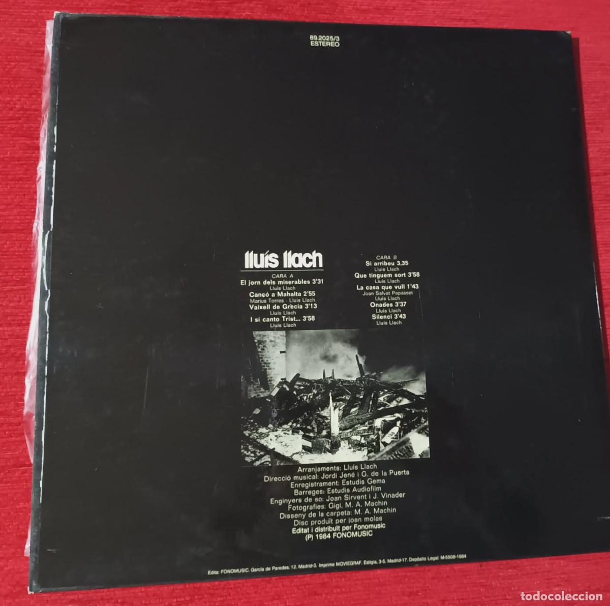 Discos de vinilo: LLUIS LLACH - I SI CANTO TRIST - LP - Foto 2