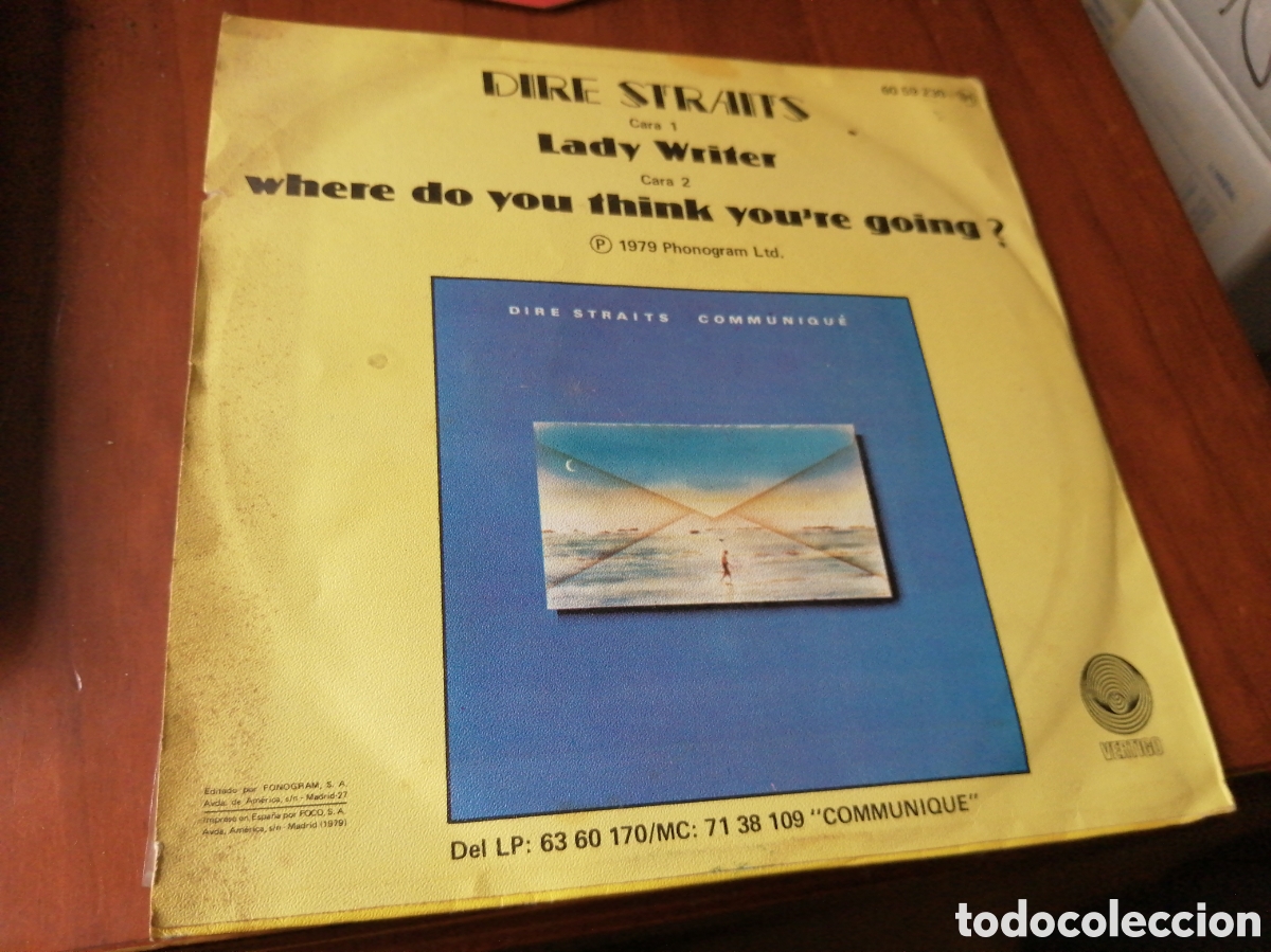 Discos de vinilo: SINGLE 7&rdquo; VINILO DISCO DIRE STRAITS LADY WRITER - Foto 2