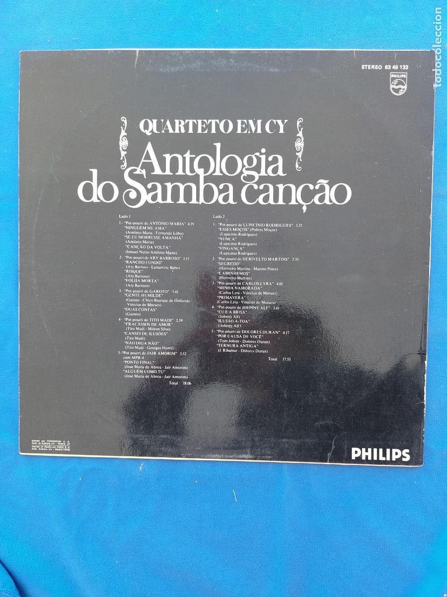 Discos de vinilo: QUARTETO EMCY - ANTOLOGIA DO SAMBA CAN&Ccedil;AO - Foto 3