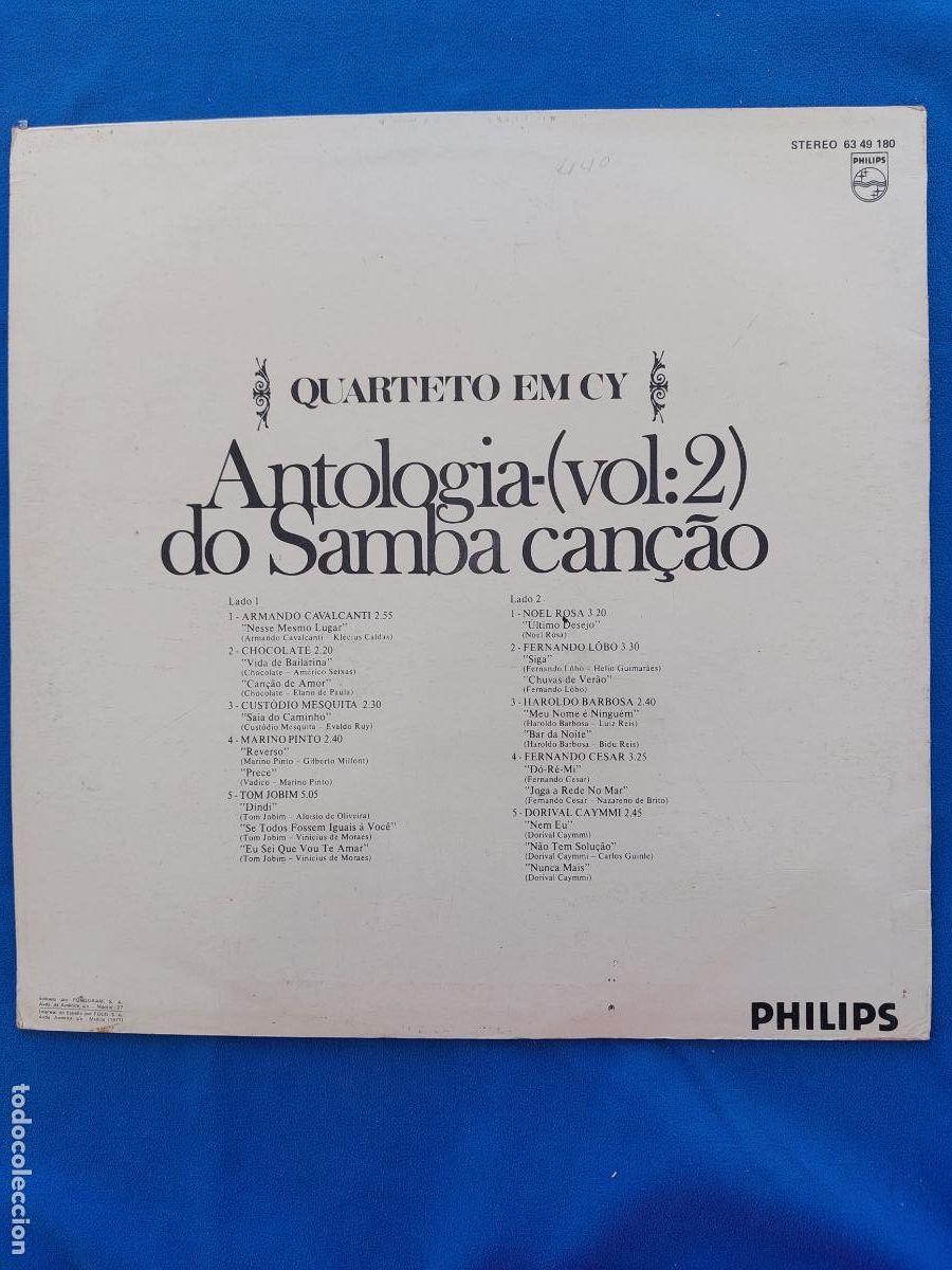 Discos de vinilo: QUARTETO EM CY - ANTOLOGIA DO SAMBA CAN&Ccedil;AO - Foto 3