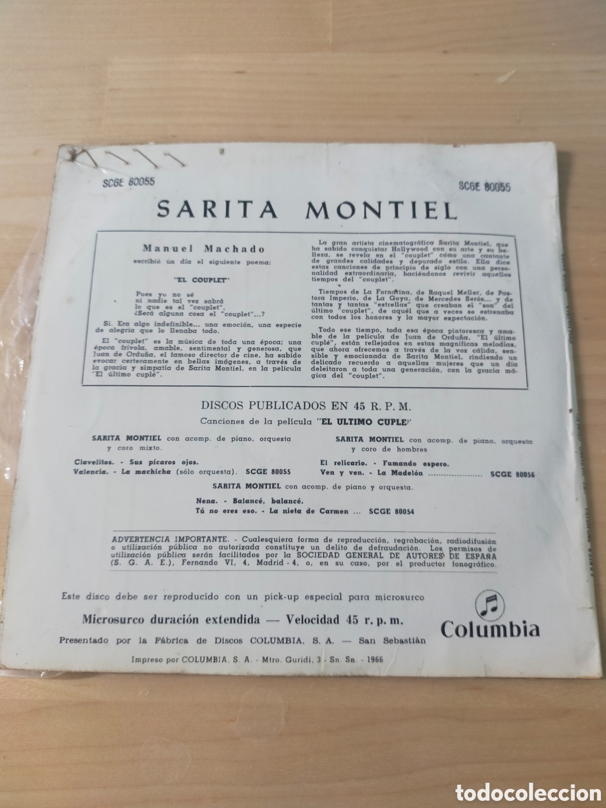 Discos de vinilo: Vinilo single Sarita Montiel - Foto 2
