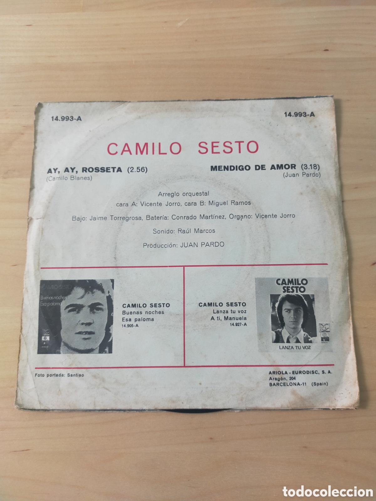 Discos de vinilo: Vinilo single Camilo Sesto - Foto 2